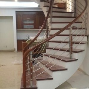 Cầu thang inox đơn giản-nội thất vương gia