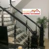 cầu thang inox tay vịn gỗ tại bắc ninh