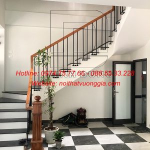 Thi công cầu thang sắt tay vịn gỗ tại Vĩnh Yên Vĩnh Phúc