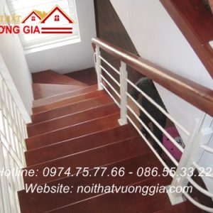 Cầu thang sắt tay vịn gỗ đẹp nhất rẻ nhất