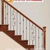 Cầu thang sắt tay vịn gỗ tại Hoài Đức Hà Nội