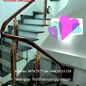cầu thang kính con tiện hợp kim nhôm cực đẹp