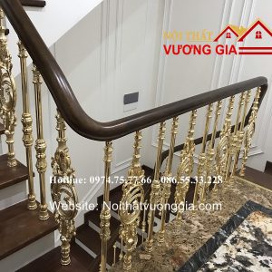 Cầu thang nhôm đúc mạ vàng
