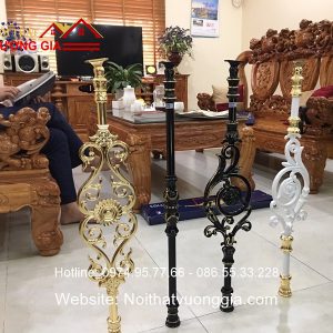 cầu thang nhôm đúc nhập khẩu tay vịn gỗ Lim