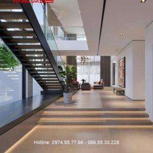 cầu thang xương cá dầm kép tổ hợp