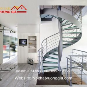Cầu thang xương xoắn ốc bậc kính đặc biệt